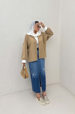 شومیز مانتویی لینن دیپلمات تیکه سفید