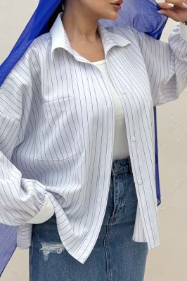 شومیز مانتویی لینن دیپلمات تیکه سفید