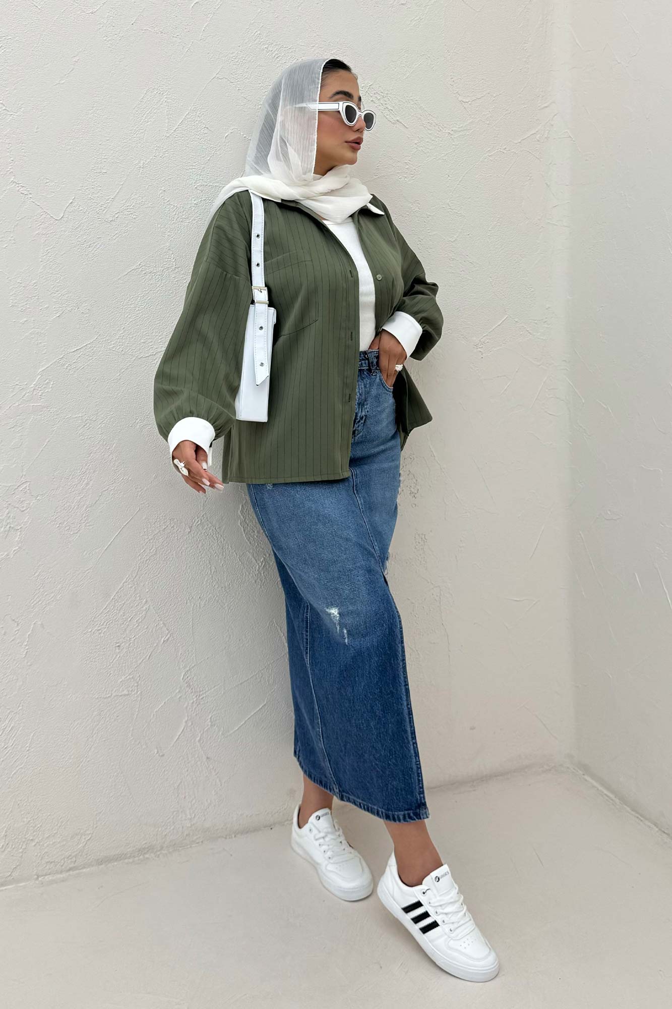 شومیز مانتویی لینن دیپلمات تیکه سفید