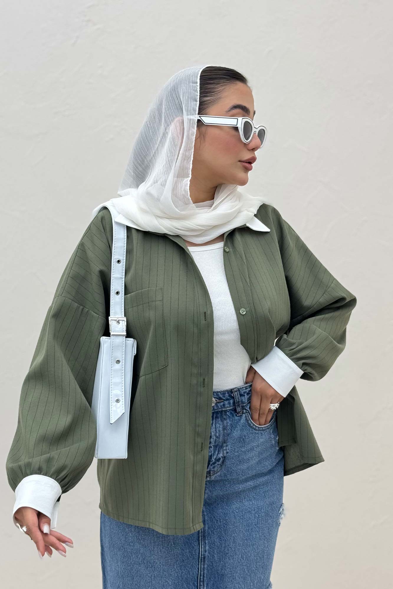 شومیز مانتویی لینن دیپلمات تیکه سفید