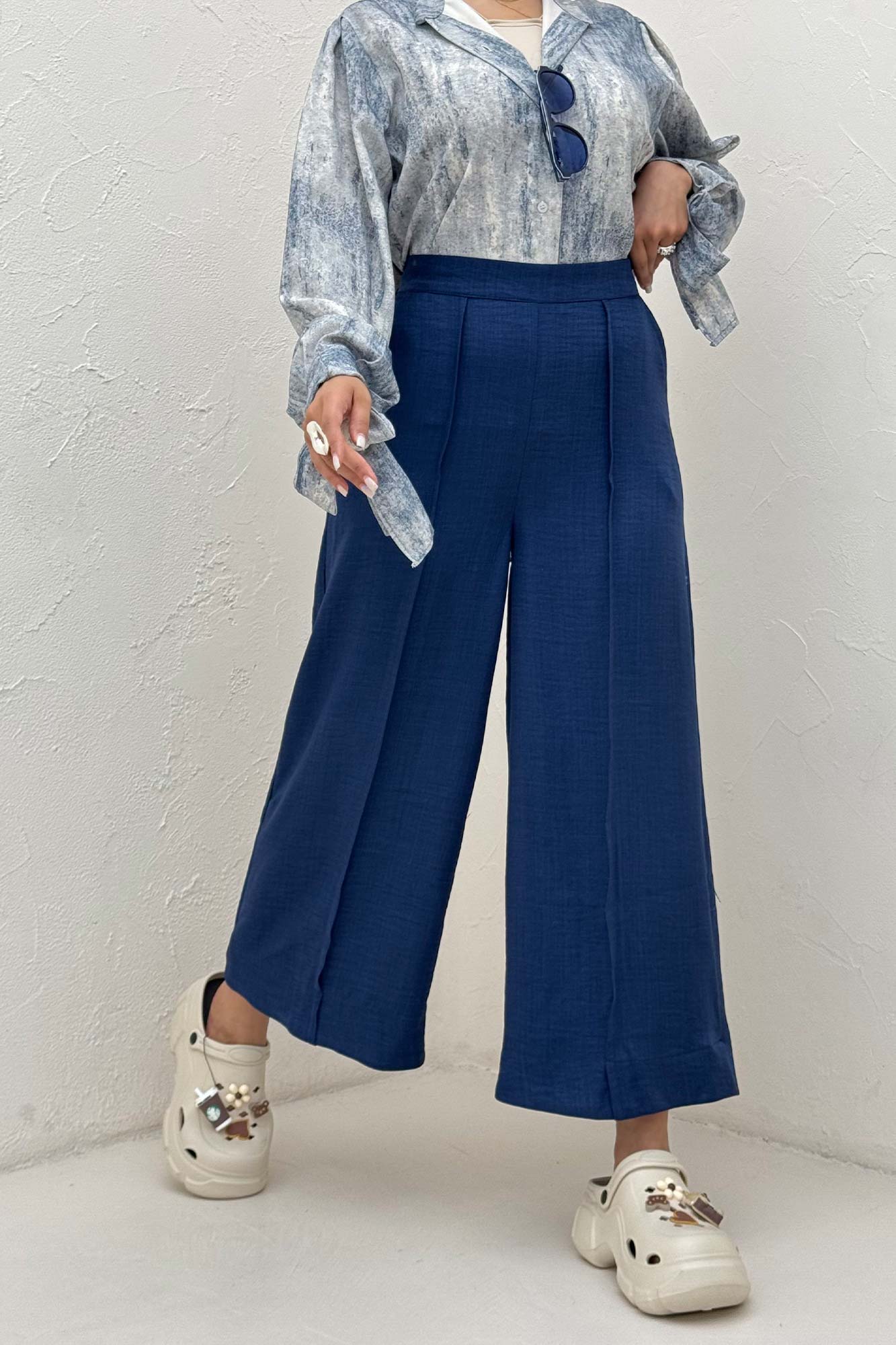 شلوار واید شانتون جلو دوخت