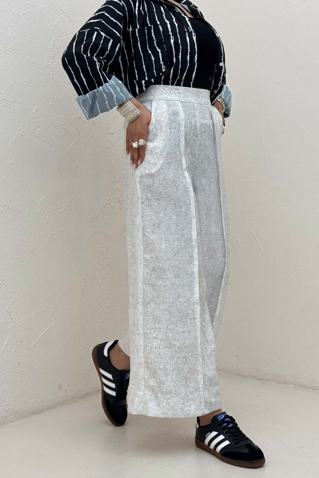 شلوار واید شانتون سرامیکی جلو دوخت