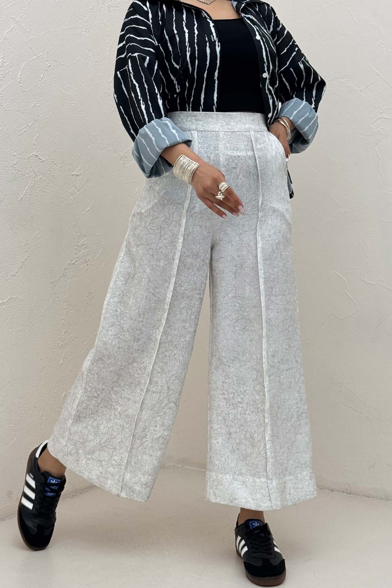 شلوار واید شانتون سرامیکی جلو دوخت