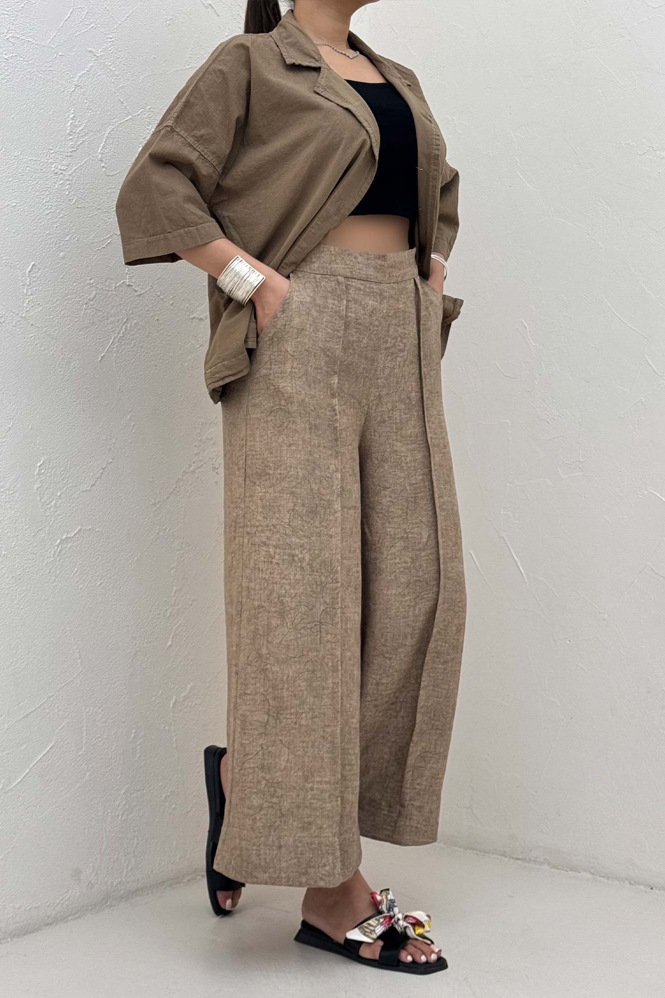 شلوار واید شانتون سرامیکی جلو دوخت