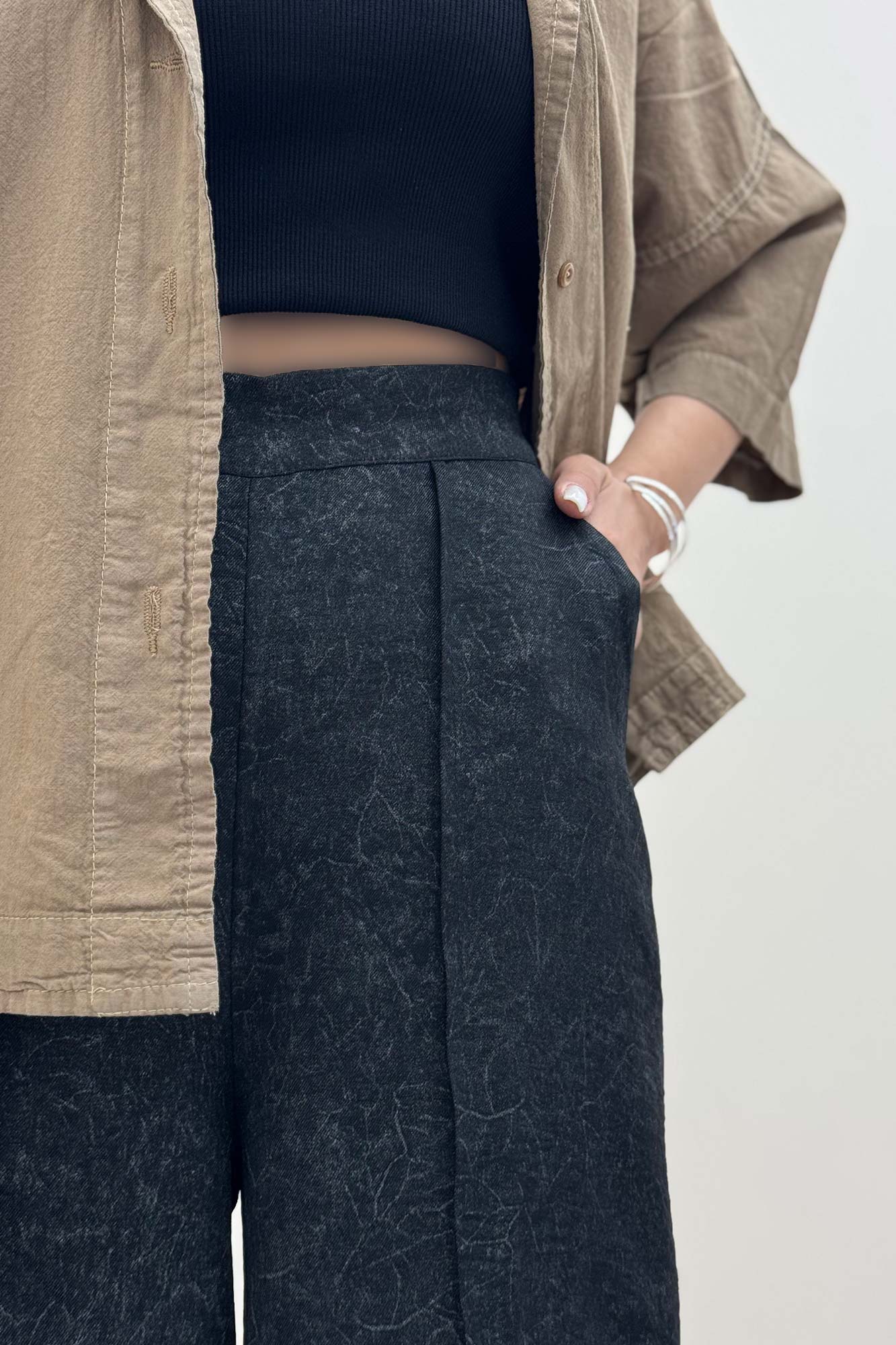 شلوار واید شانتون سرامیکی جلو دوخت