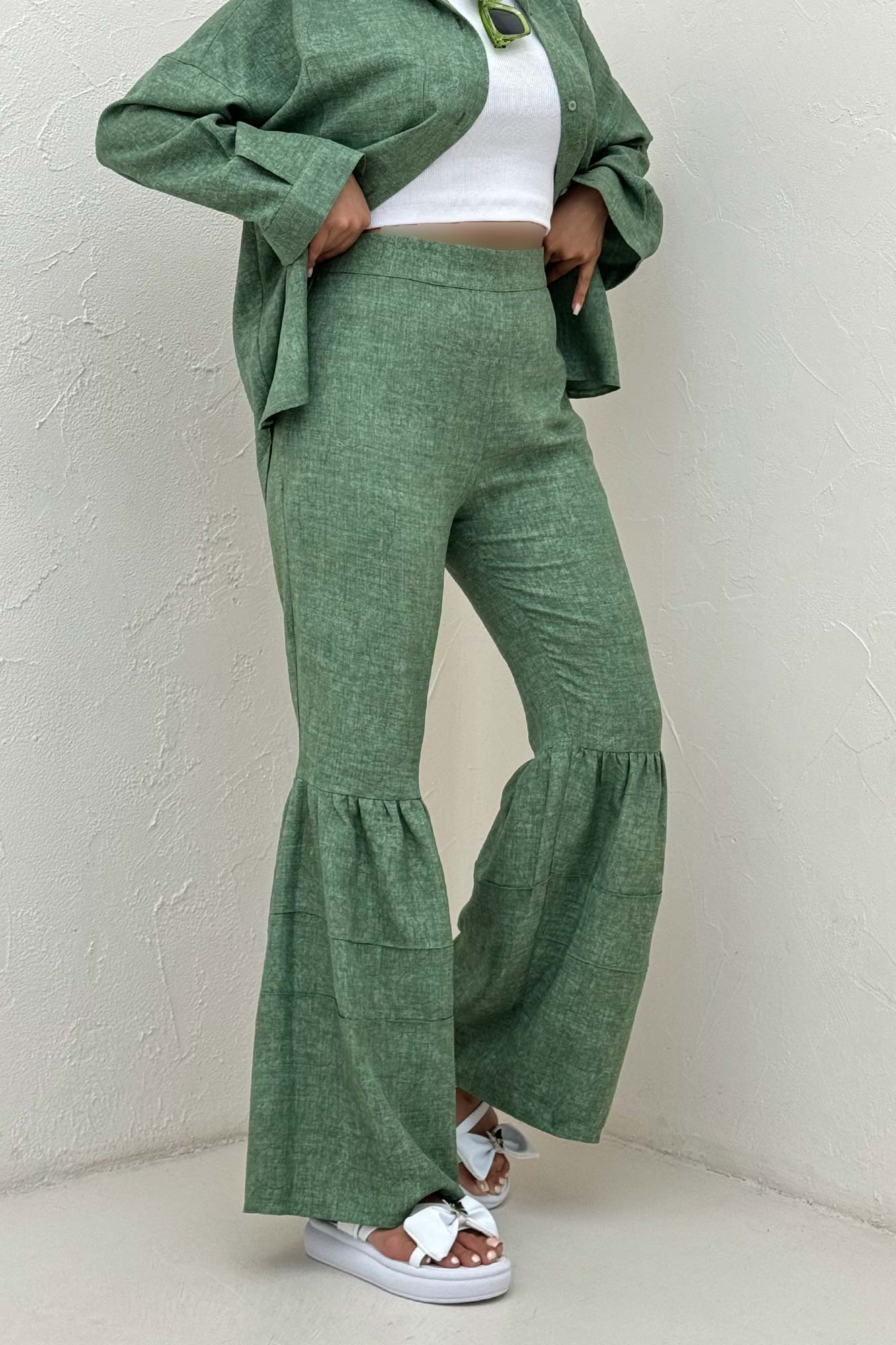 شلوار شانتون سرامیکی چین دار فلامنکو