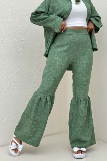 شلوار شانتون سرامیکی چین دار فلامنکو