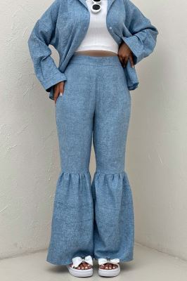 شلوار شانتون سرامیکی چین دار فلامنکو