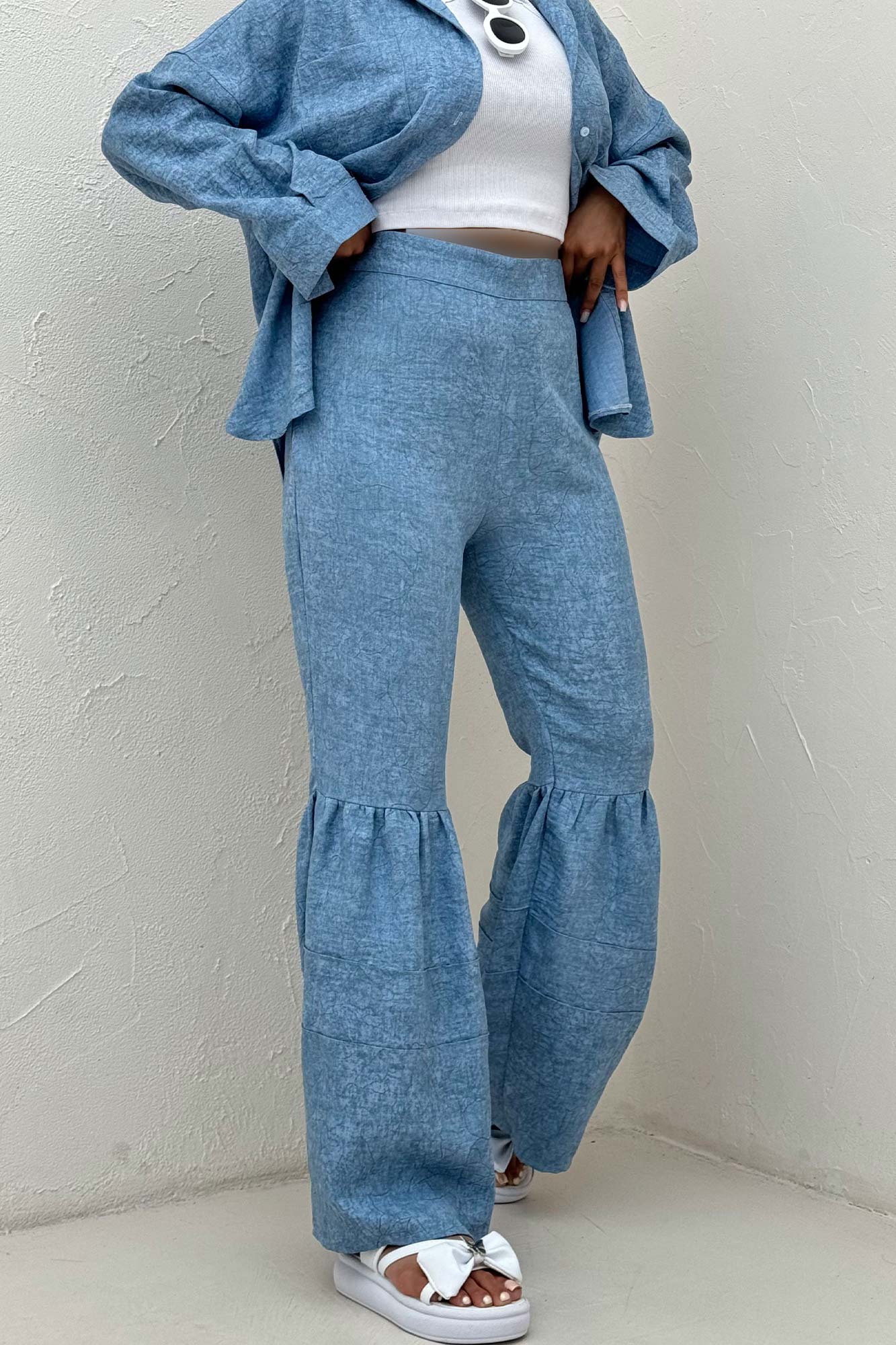 شلوار شانتون سرامیکی چین دار فلامنکو