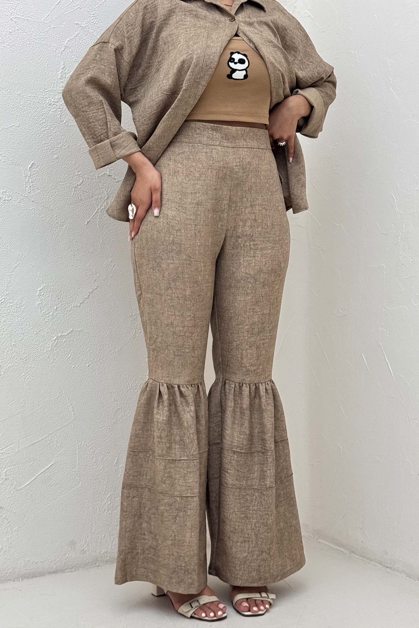 شلوار شانتون سرامیکی چین دار فلامنکو