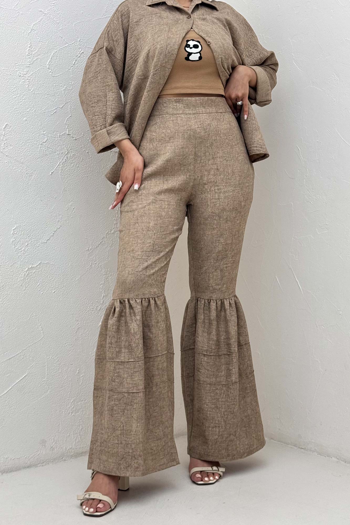 شلوار شانتون سرامیکی چین دار فلامنکو