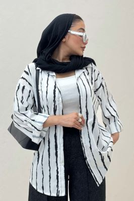 شومیز مانتویی تک جیب پری آستین پاگن