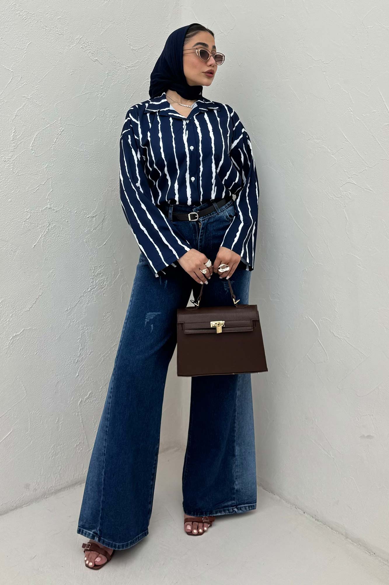 شومیز مانتویی تک جیب پری آستین پاگن