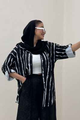 شومیز مانتویی تک جیب پری آستین پاگن