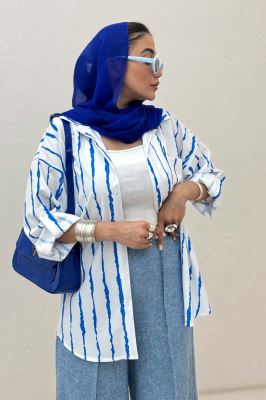 شومیز مانتویی تک جیب پری آستین پاگن