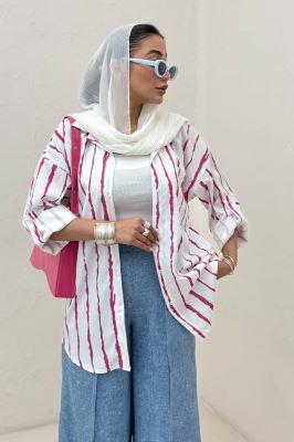 شومیز مانتویی تک جیب پری آستین پاگن