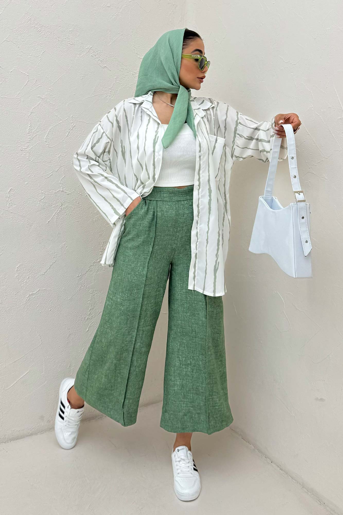 شومیز مانتویی تک جیب پری آستین پاگن