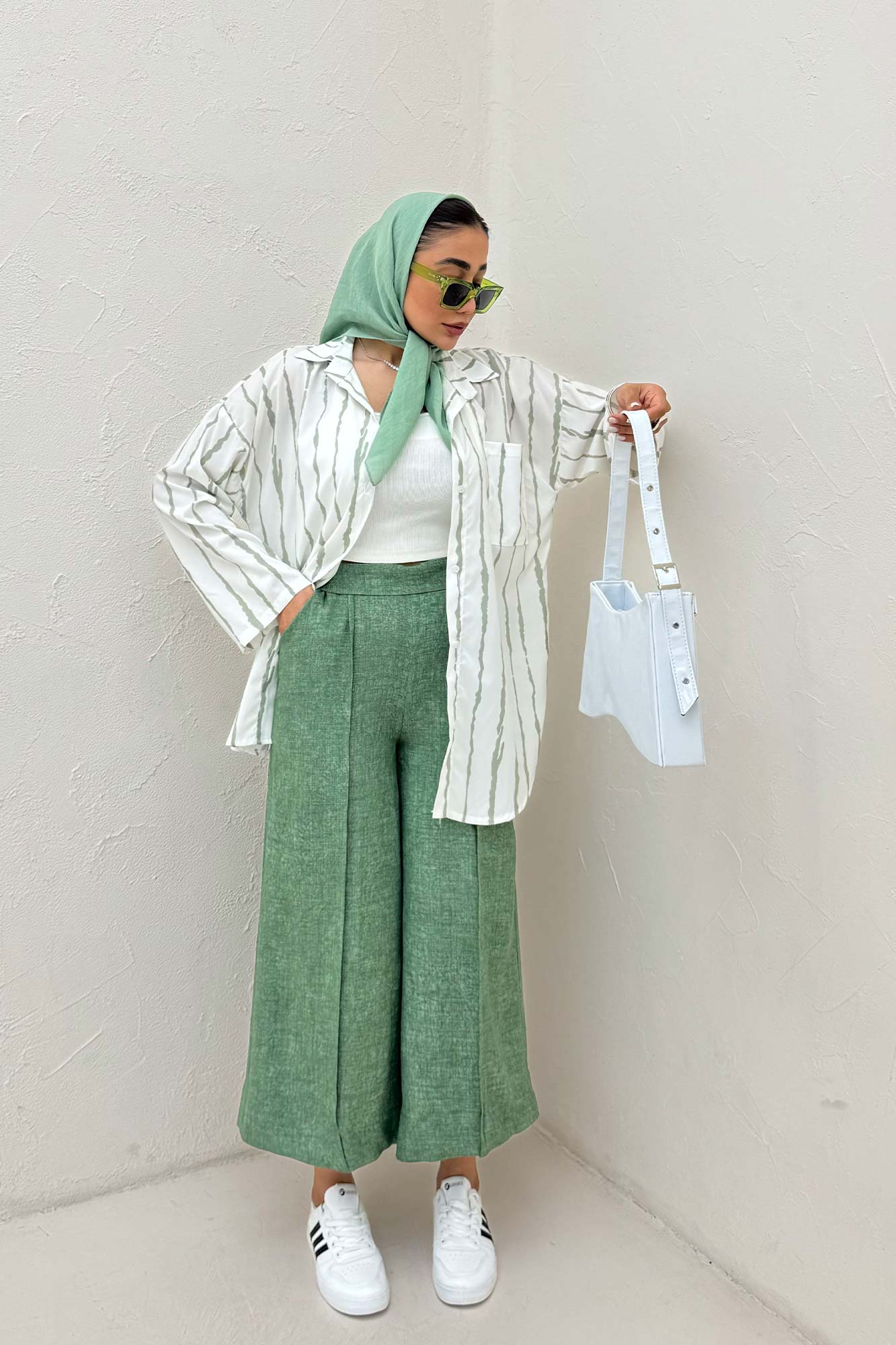 شومیز مانتویی تک جیب پری آستین پاگن