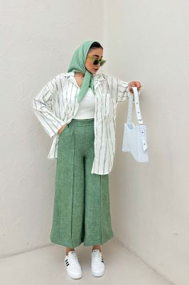 شومیز مانتویی تک جیب پری آستین پاگن