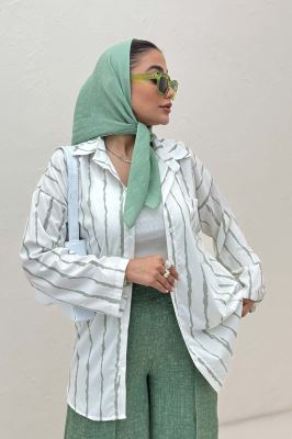 شومیز مانتویی تک جیب پری آستین پاگن