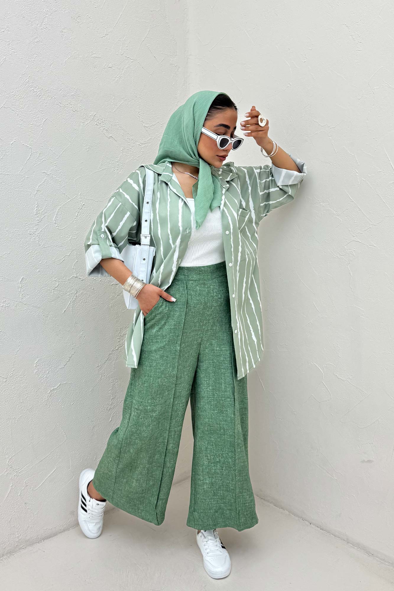 شومیز مانتویی تک جیب پری آستین پاگن