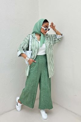 شومیز مانتویی تک جیب پری آستین پاگن