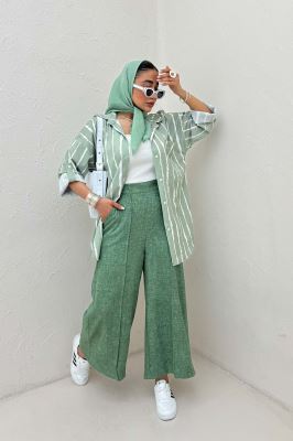 شومیز مانتویی تک جیب پری آستین پاگن