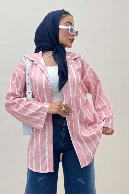 شومیز مانتویی تک جیب پری آستین پاگن