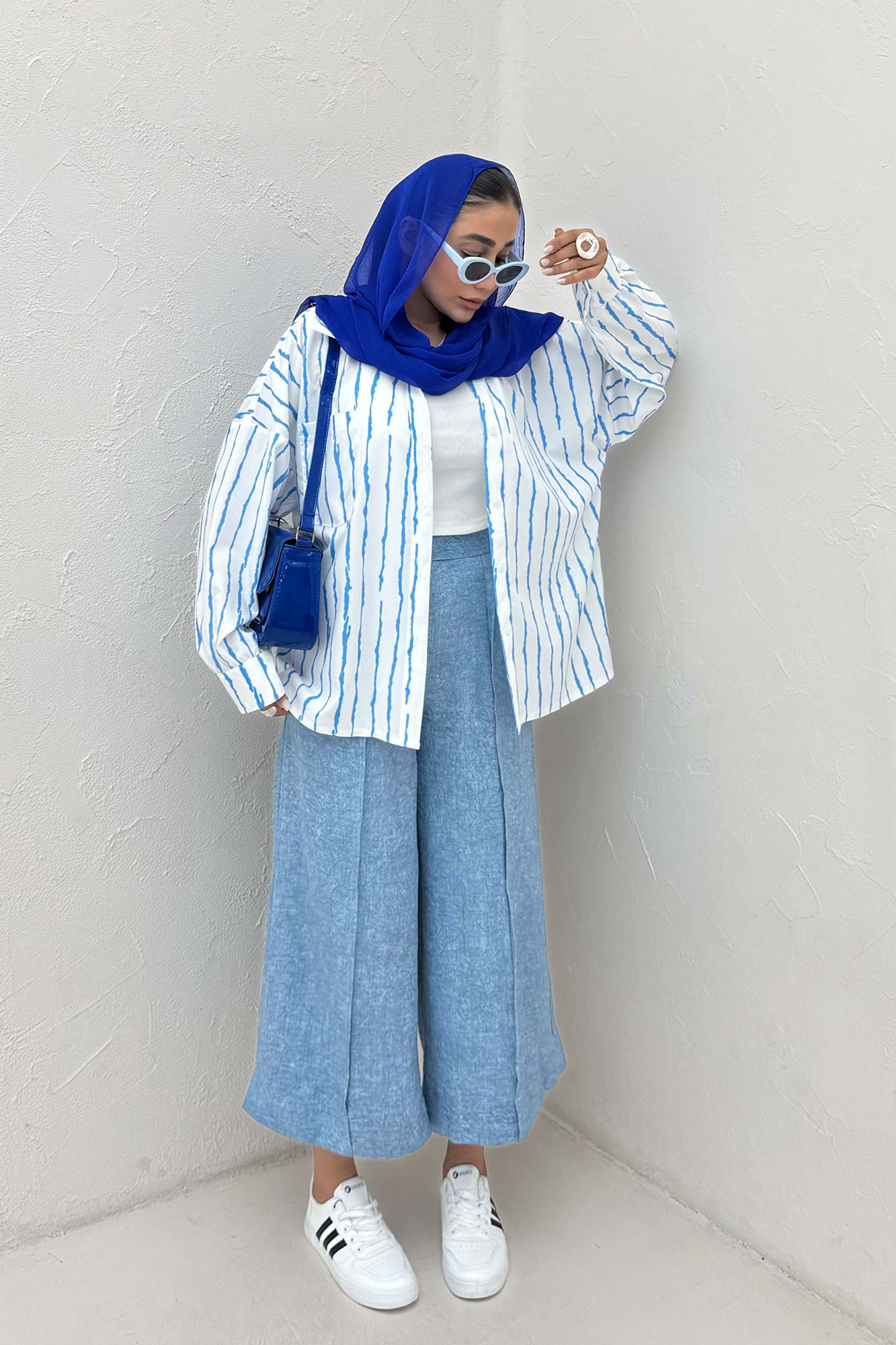 شومیز مانتویی پری تک جیب مچ دار