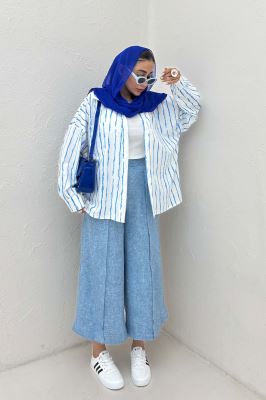 شومیز مانتویی پری تک جیب مچ دار