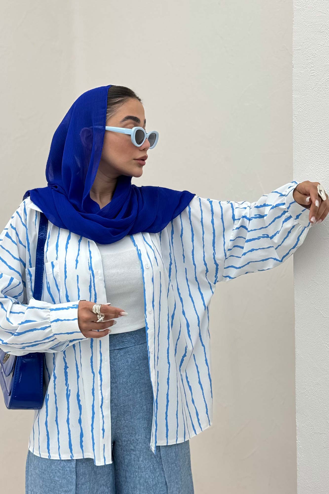 شومیز مانتویی پری تک جیب مچ دار