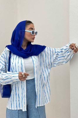 شومیز مانتویی پری تک جیب مچ دار