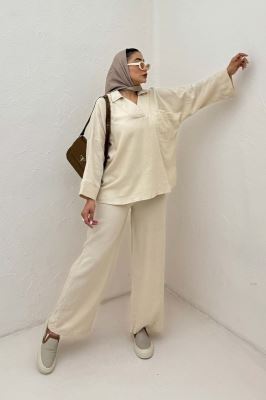 ست شومیز و شلوار جلو بسته وال کنفی