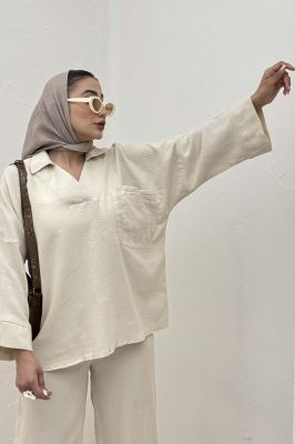 ست شومیز و شلوار جلو بسته وال کنفی