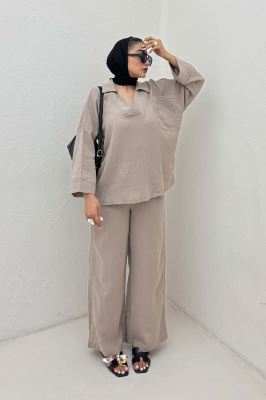 ست شومیز و شلوار جلو بسته وال کنفی