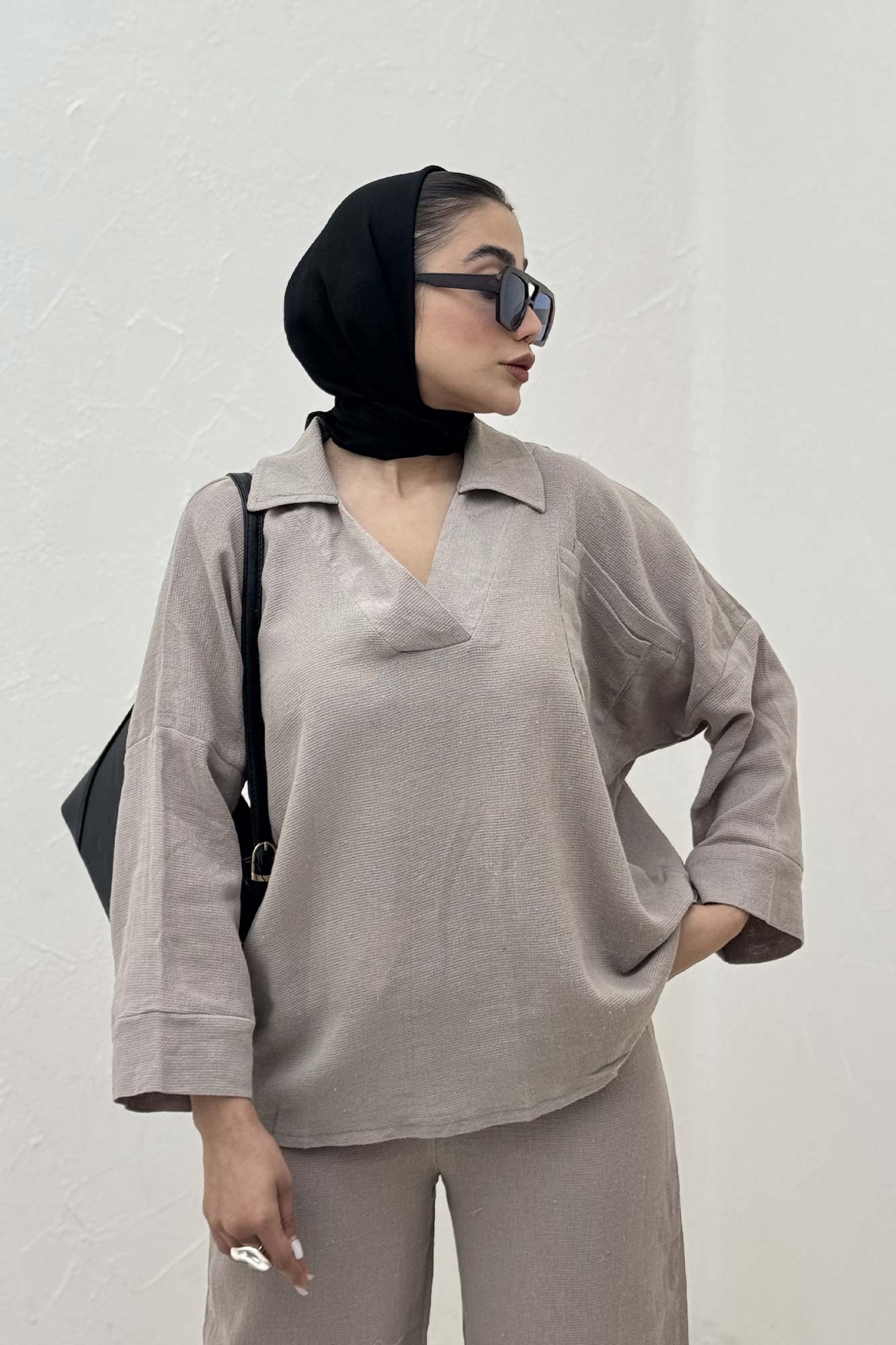 ست شومیز و شلوار جلو بسته وال کنفی