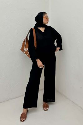 ست شومیز و شلوار جلو بسته وال کنفی