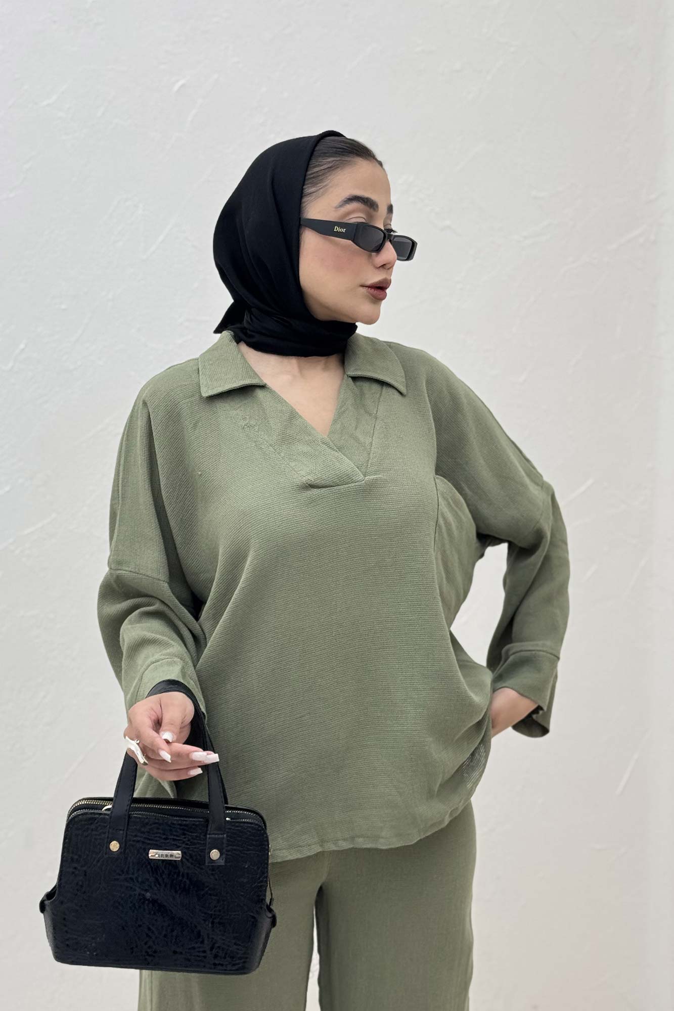 ست شومیز و شلوار جلو بسته وال کنفی