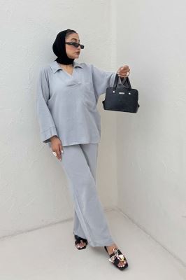 ست شومیز و شلوار جلو بسته وال کنفی