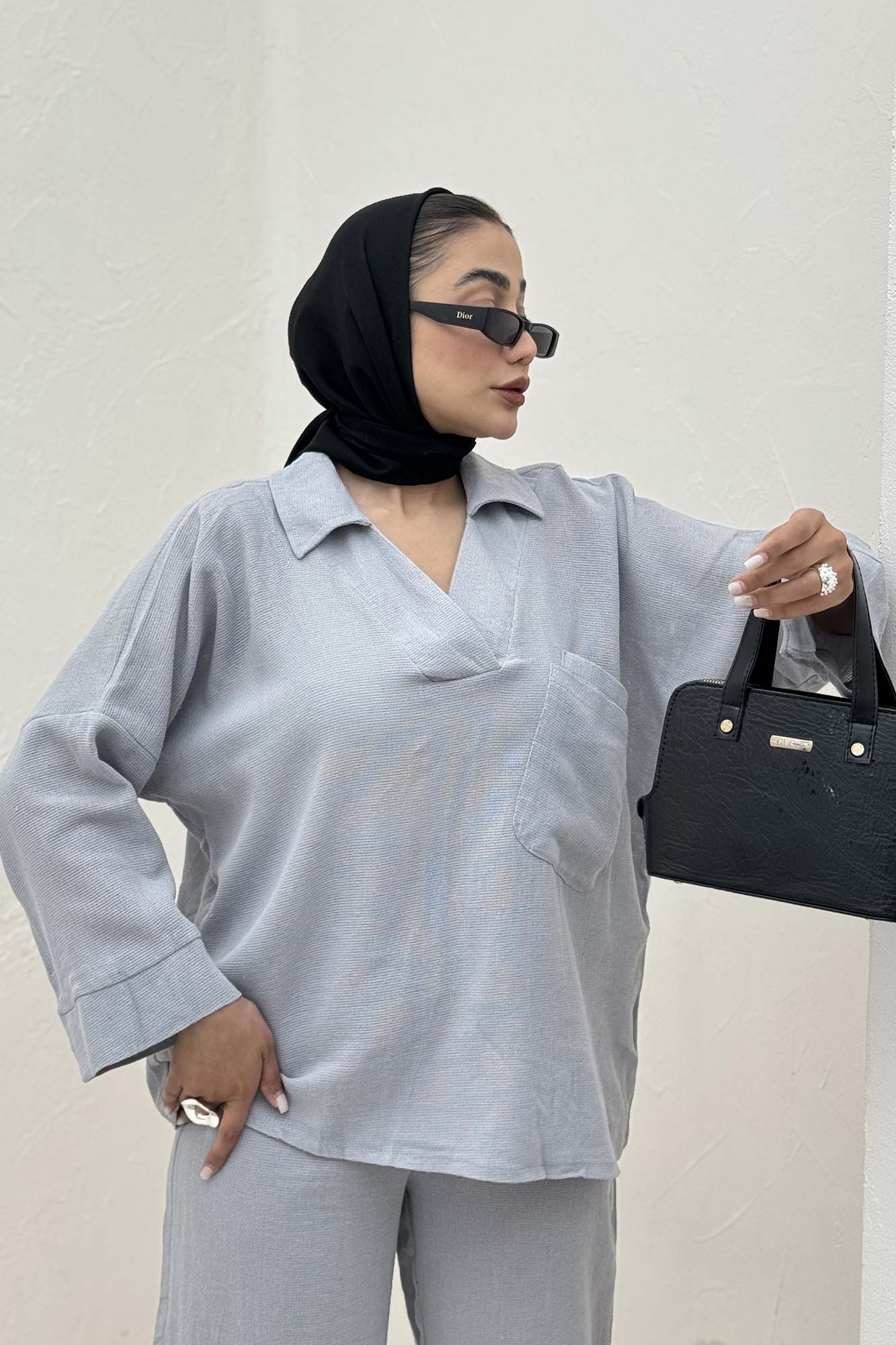 ست شومیز و شلوار جلو بسته وال کنفی