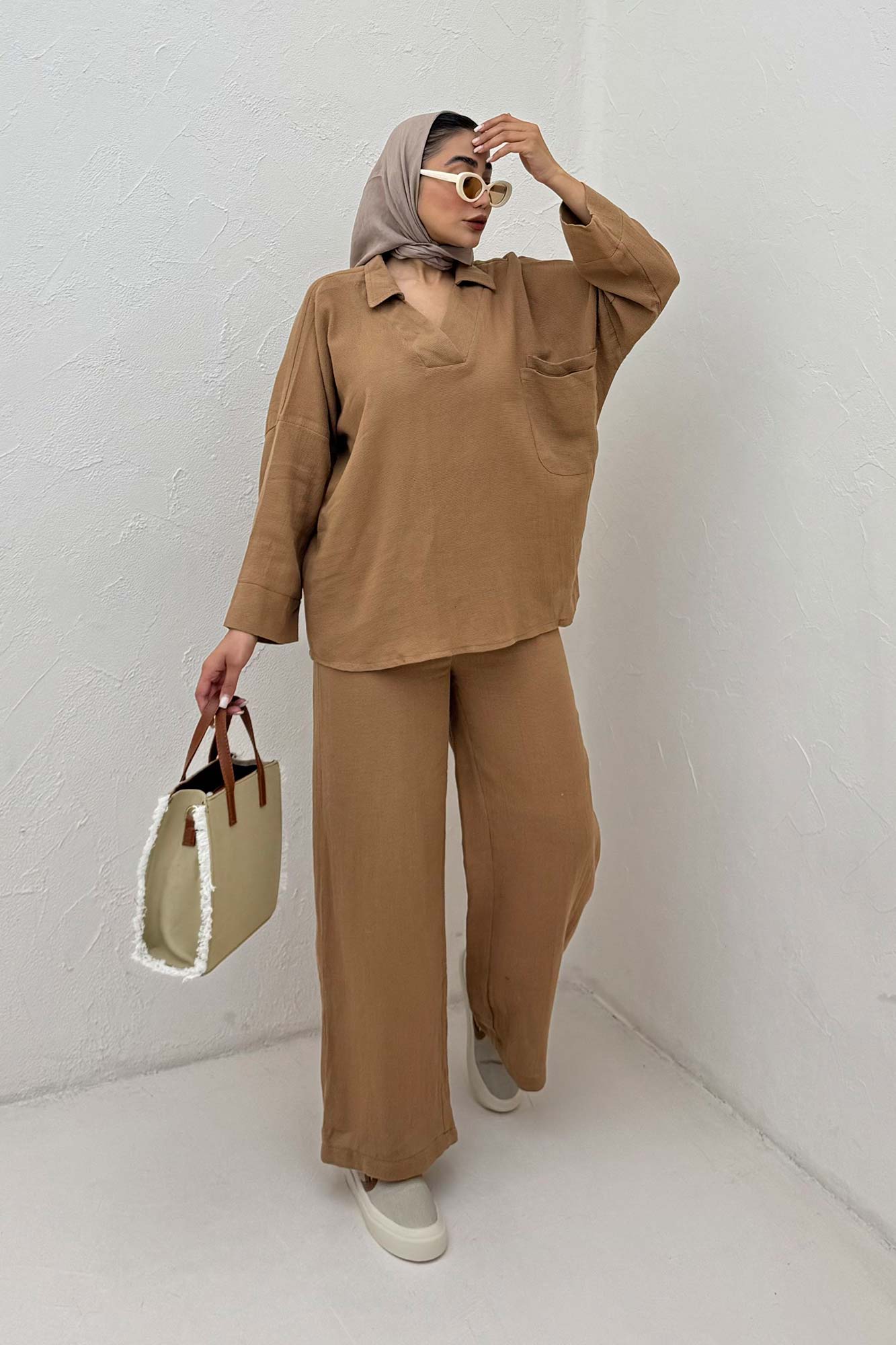 ست شومیز و شلوار جلو بسته وال کنفی