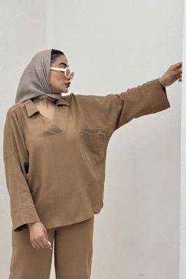 ست شومیز و شلوار جلو بسته وال کنفی