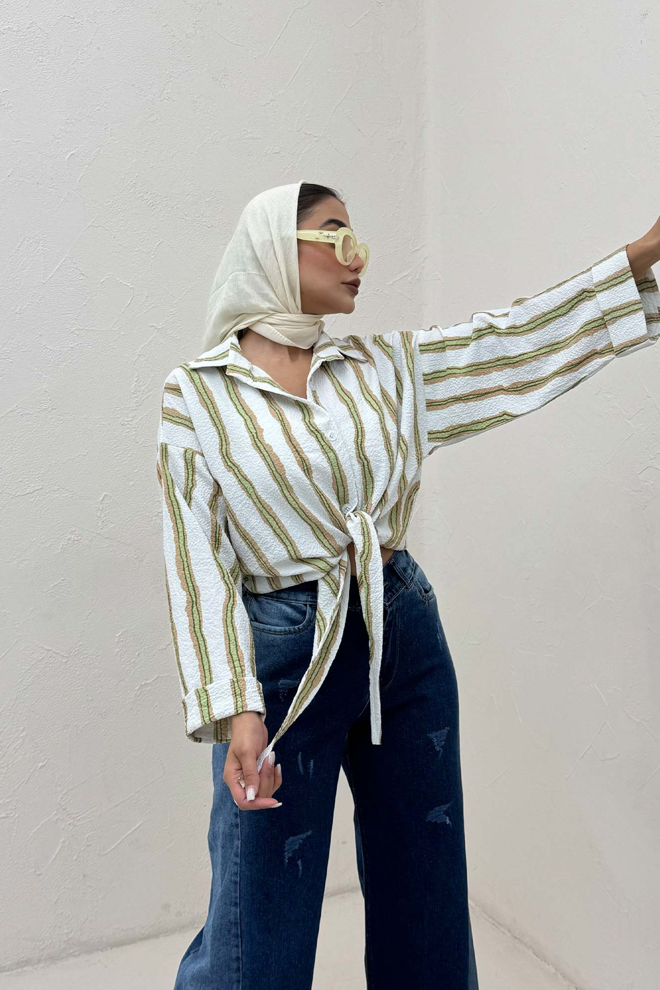 شومیز پری پفکی راه راه نامنظم