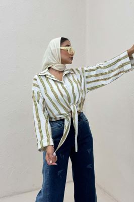 شومیز پری پفکی راه راه نامنظم