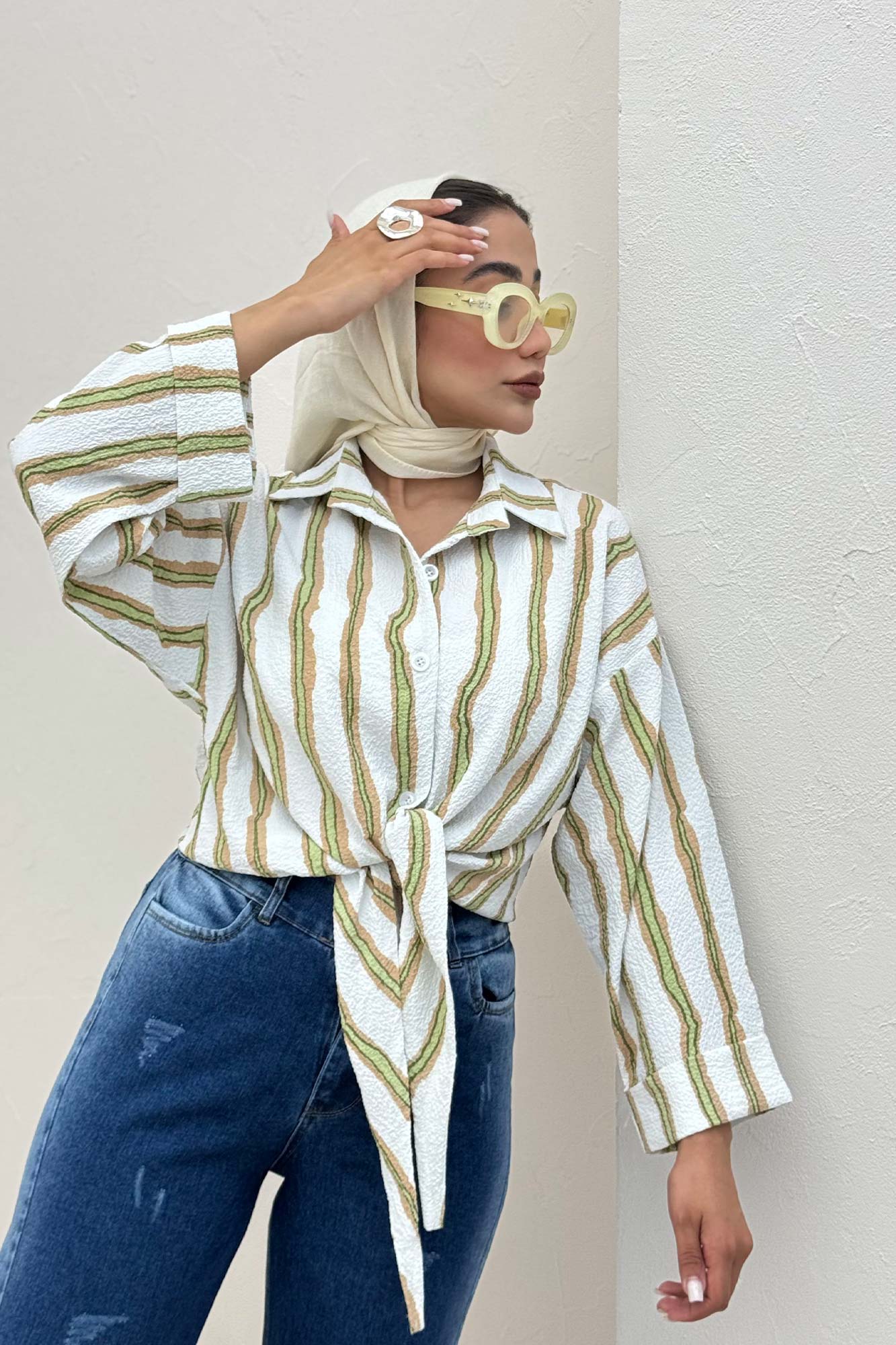 شومیز پری پفکی راه راه نامنظم