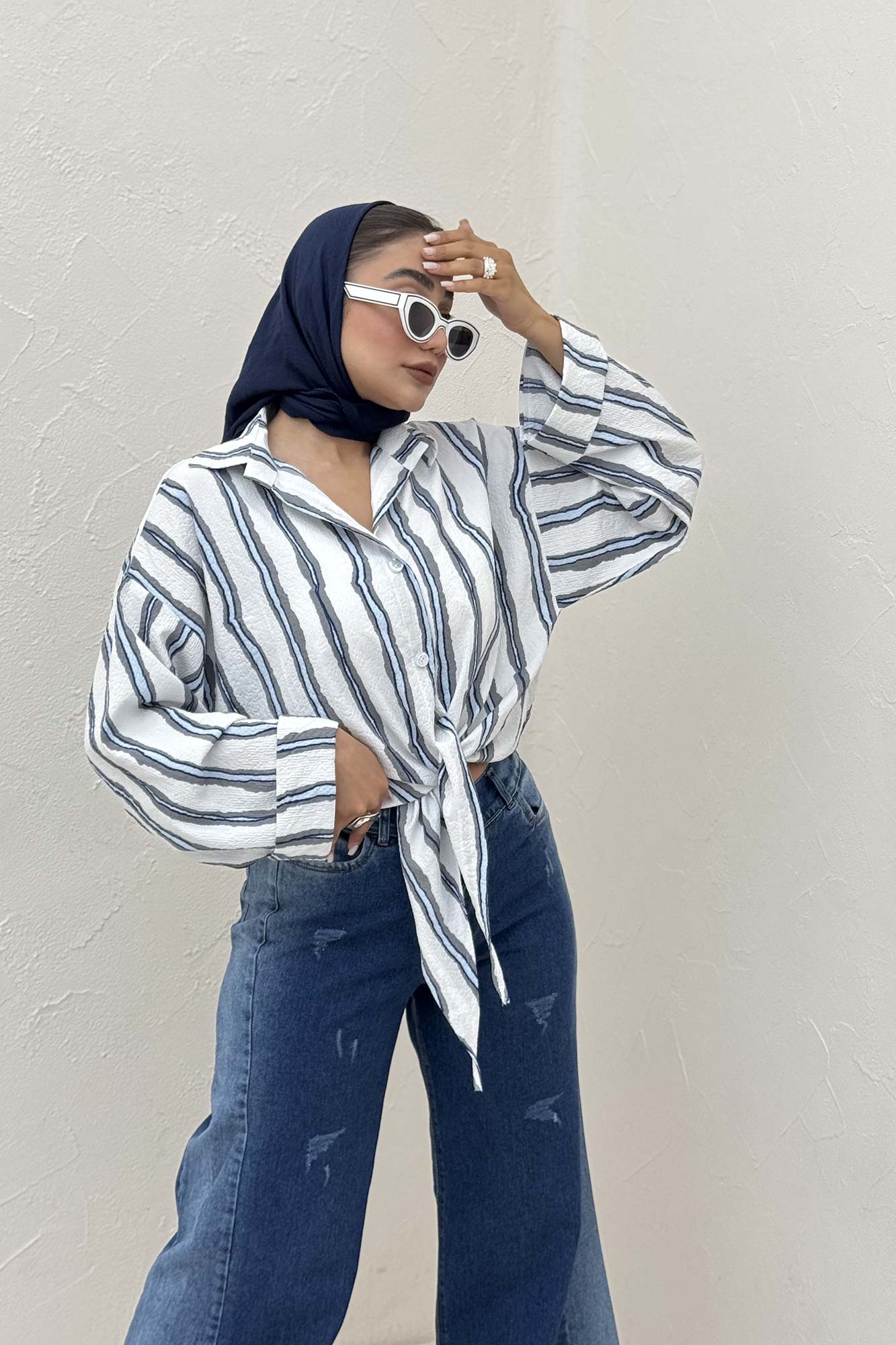 شومیز پری پفکی راه راه نامنظم