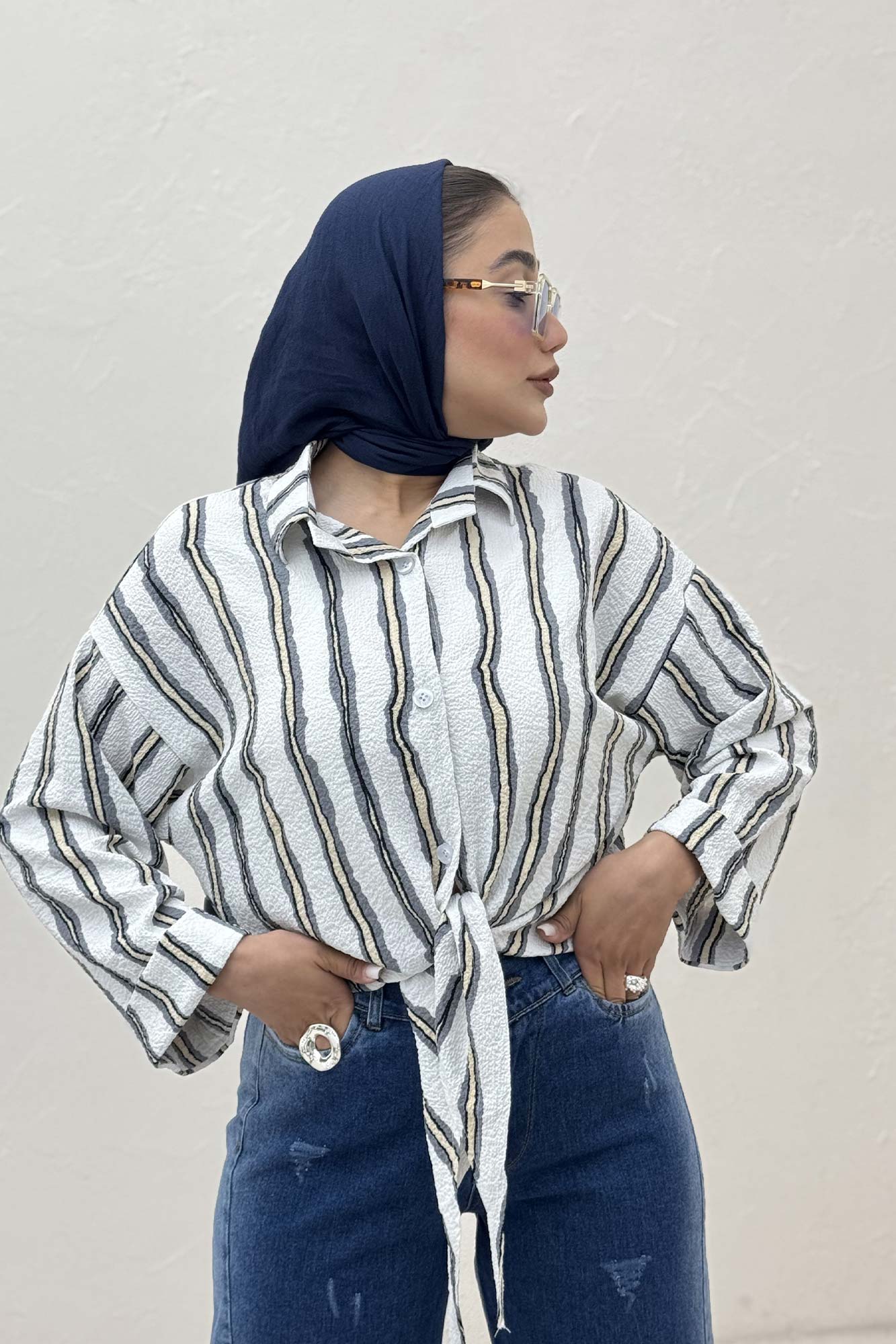 شومیز پری پفکی راه راه نامنظم