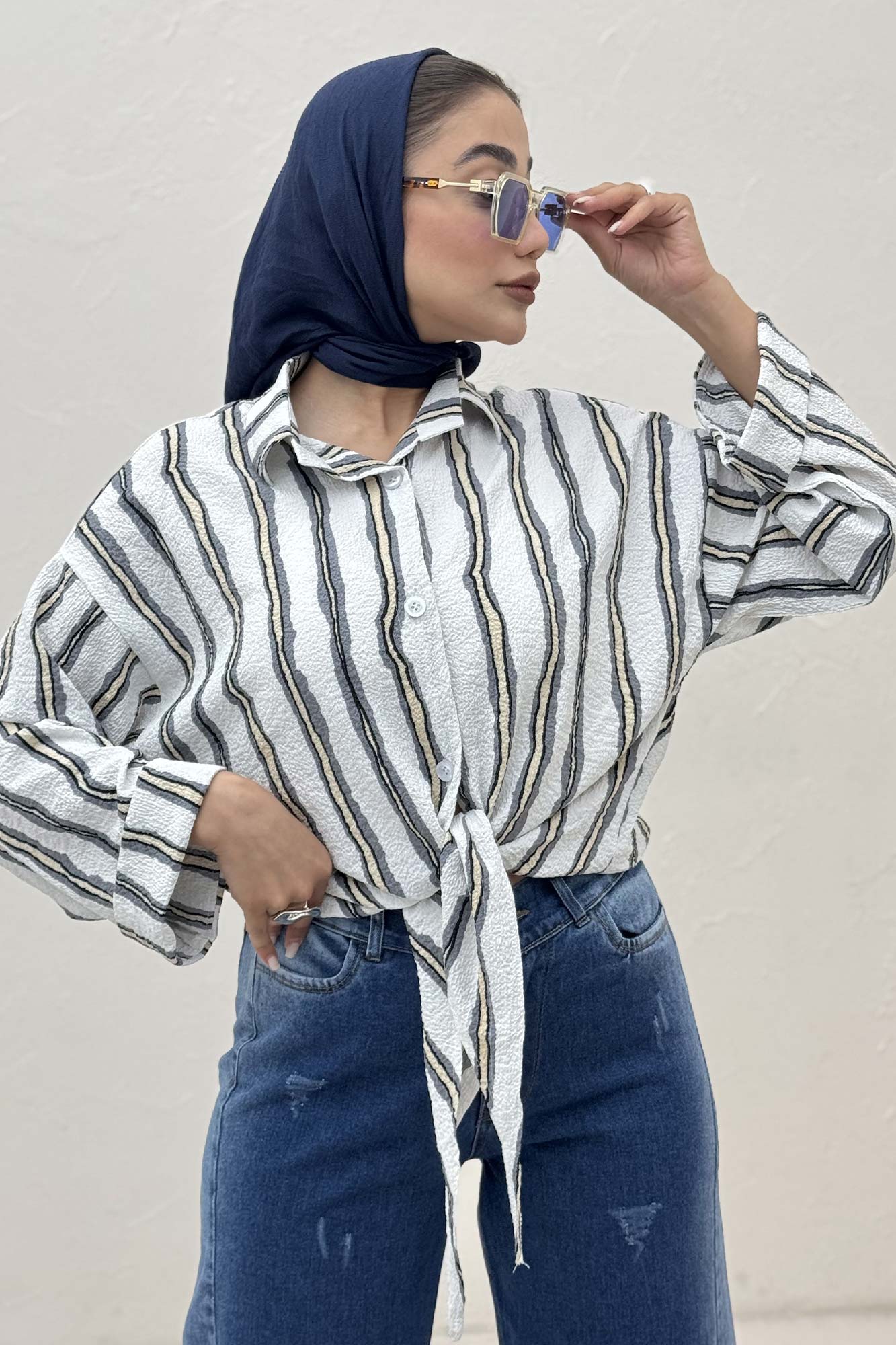 شومیز پری پفکی راه راه نامنظم