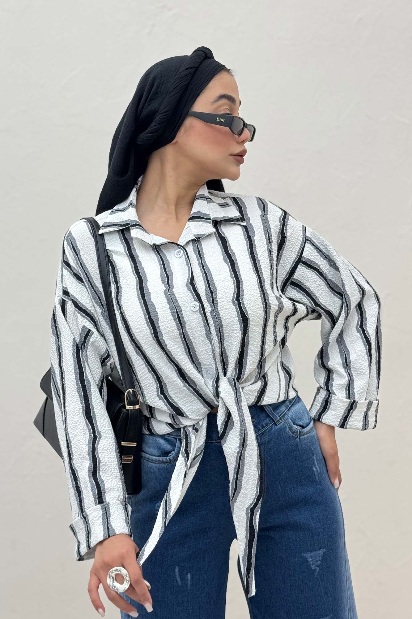 شومیز پری پفکی راه راه نامنظم