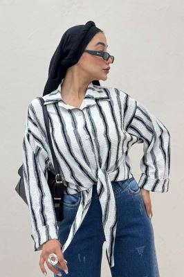 شومیز پری پفکی راه راه نامنظم